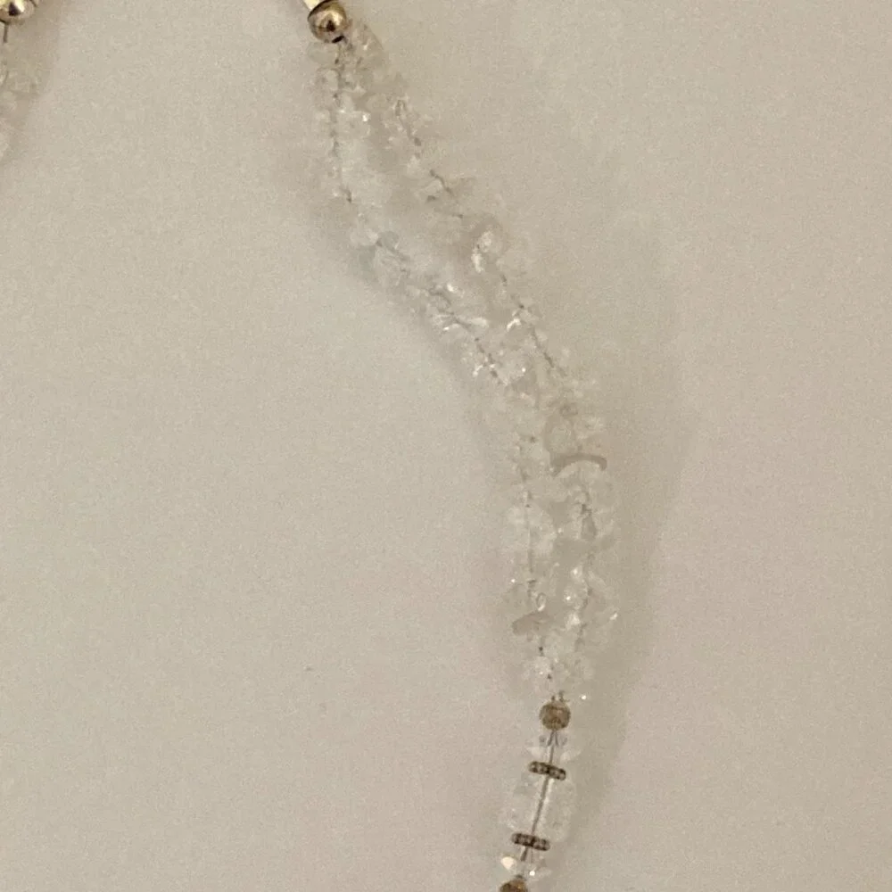 White Quartz and Crystal Necklace 18" Sterling Silver - Picture 9 of 9